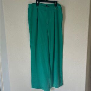 Adrienne Vittadini Women's Green Wide-Leg Trousers